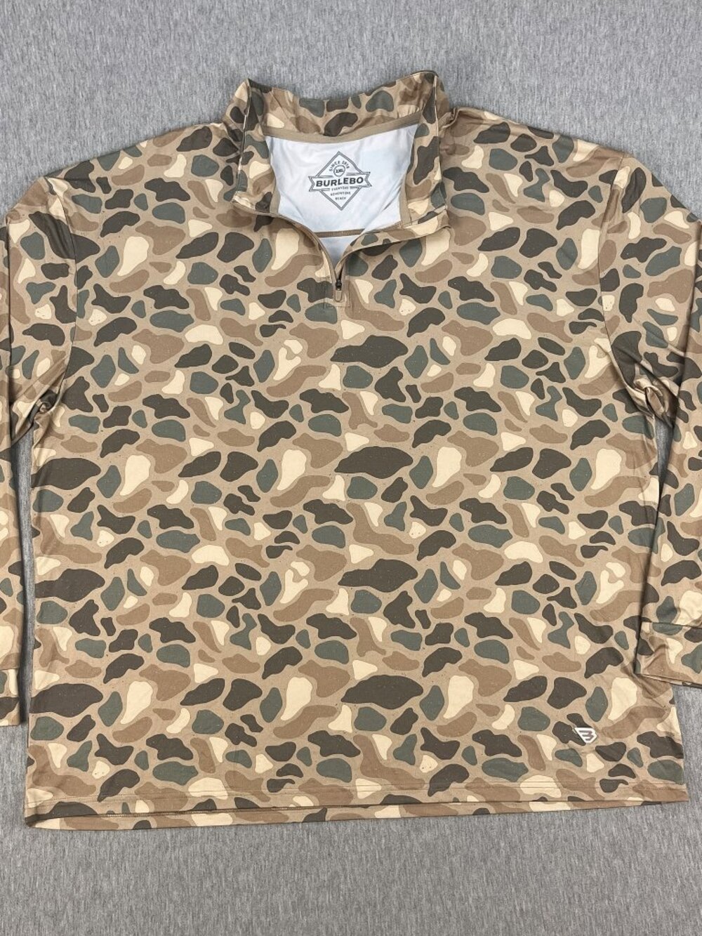 Burlebo Pintail Camo 1/4 Zip Pullover Mens 2XL Beige Performance Hunting Light